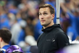Minnesota Vikings vs Detroit Lions Minnesota Vikings quarterback Kirk Cousins (8) looks on from the sidelines during the